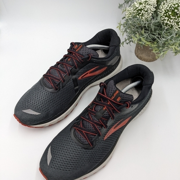 Brooks Adrenaline Gts 20 Mens Black Ebony Ketchup Size 12D pre owned - Picture 7 of 14